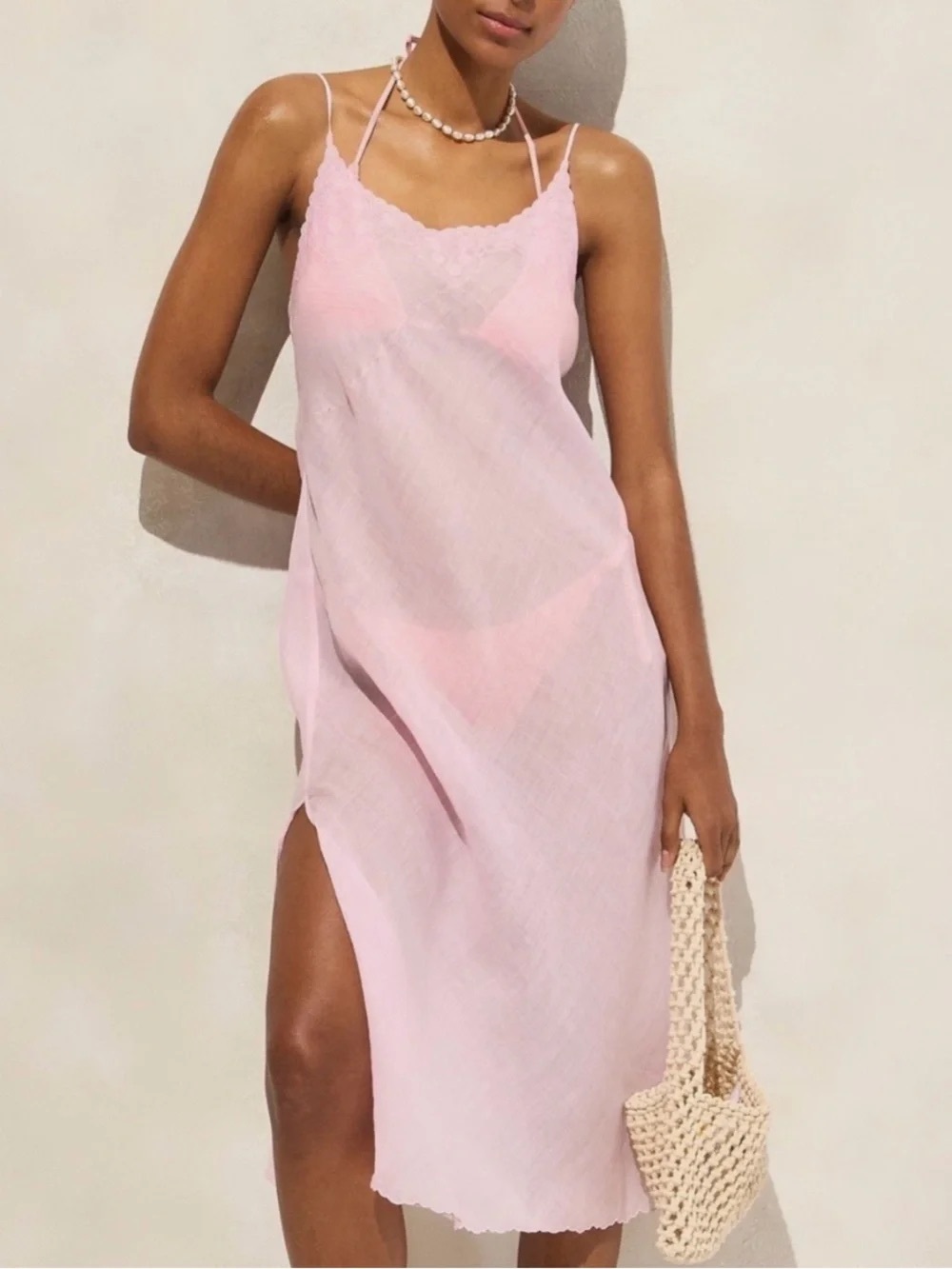 J CREW SHEER PINK SLIP DRESS